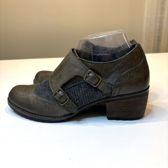 Aetrex Women's Distressed Leather Double Buckle Comfort Shoes Heels US Size 8.5 - Picture 3 of 9